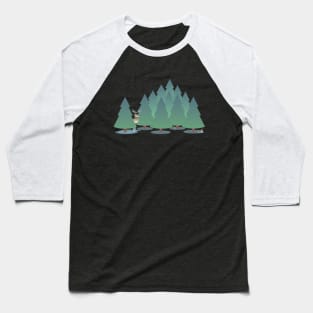 Evergreen Forest with Animals Design Baseball T-Shirt